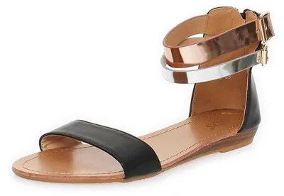 Produktbild von Damen Sandalen mit Glanz Riemen; Schwarz/37