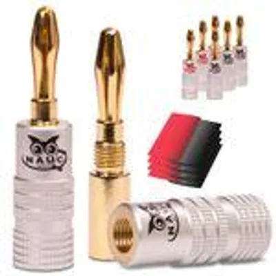 Produktbild von Bananenstecker 24K vergoldet Schrumpfschlauch 8x NAUC High End Steckverbinder