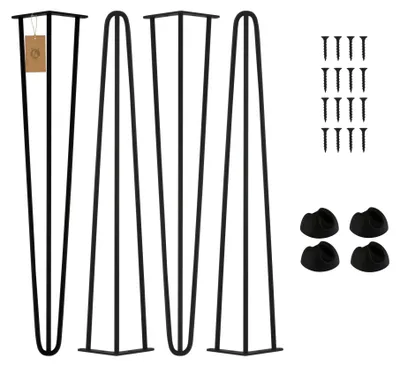 Produktbild von Set mit 4 Haarnadel-Tischfüßen mit Fußbodenschutz
