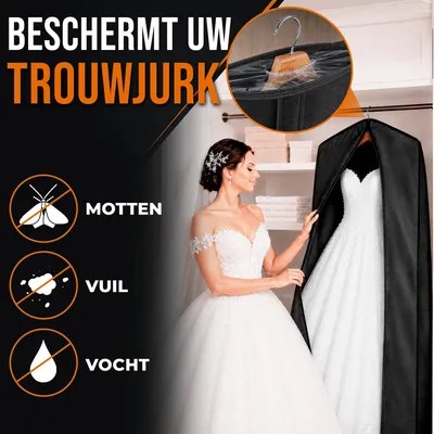 Obrázek produktu pro Voděodolný obal na šaty, rozměry 180x60x20 cm, určený pro svatební šaty, zajišťuje ochranu během přepravy