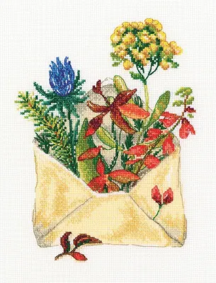 Produktbild von RTO Kreuzstich Set "Brief aus dem Wald" M768, Zählmuster, 15x20.5 cm