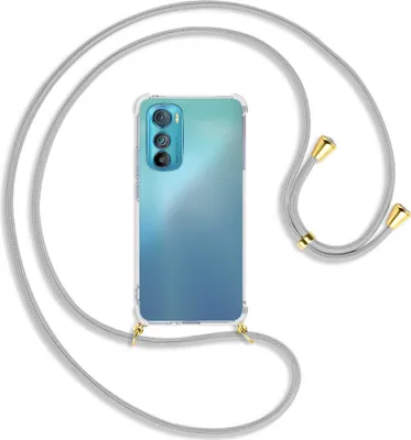 Produktbild von Handykette Backcover-Schutzhülle mit Band (Metall goldfarben) für Motorola Edge 30 5G - silbergrau