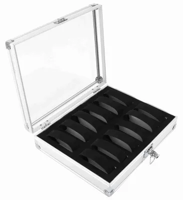 Obrázek produktu pro 1 ks hliníkové obdélníkové krabičky na šperky s 12 přihrádkami (12 slotů)