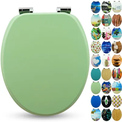 Produktbild von Sanfino® Premium WC Sitz "Mint Green" hochwertiger Toilettendeckel mit Absenkautomatik aus Holz, viele bunte Motive, einfache Montage