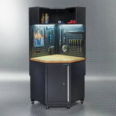 Productafbeelding van Werkplaatsinrichting PREMIUM hoekwerkbank met eiken werkblad