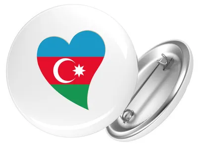 Produktbild von Huuraa Button Aserbaidschan Flagge Herz 25mm rund mit Sicherheitsnadel Ansteckbutton Geschenkidee