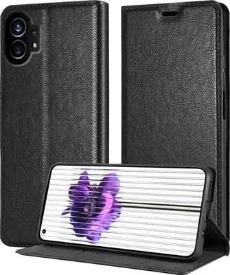 Produktbild von Cadorabo Hülle für Nothing Phone (1) in NACHT SCHWARZ Schutzhülle mit Magnetverschluss, Standfunktion und Kartenfach Flip Case Cover Etui Handy Klapp Hülle Book Tasche