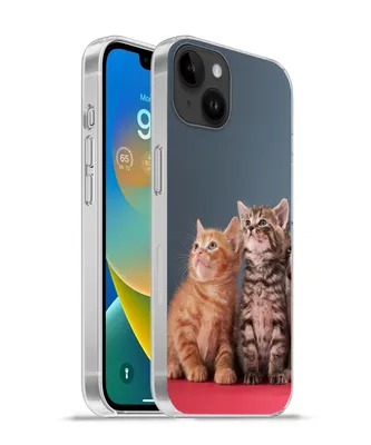 Produktbild von MuchoWow® Handyhülle Schutzhülle Hülle für Apple iPhone 14 Plus - Soft case Kätzchen - Blau - Rosa - Mädchen - Jungen - Kind Silikon Softcase Handy Hülle - Abbildung
