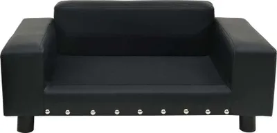 Image de vidaXL Canapé pour chien Noir 81x43x31 cm Peluche et cuir synthétique