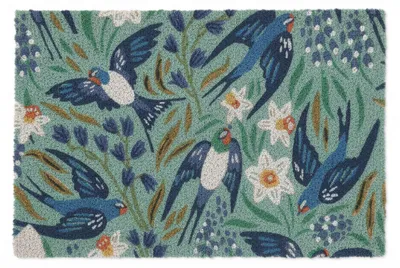 Produktbild von Relaxdays Fußmatte Kokos, Schwalben-Motiv, Fußabtreter 40x60 cm, wetterfest, Türvorleger innen & außen, mehrfarbig