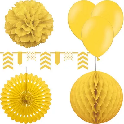 Produktbild von Partydeko gelb Partyset Geburtstagsdeko Feier gelbe Partyartikel Geburtstag Hochzeit