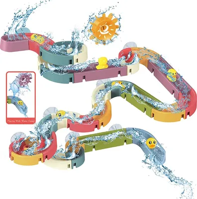 Produktbild von 48-teilige Badespielzeug, Badewannenspielzeug Kinder, mit Saugnäpfe, Wasserspielzeug Kinder Badespaß Geschenk Mädchen Junge