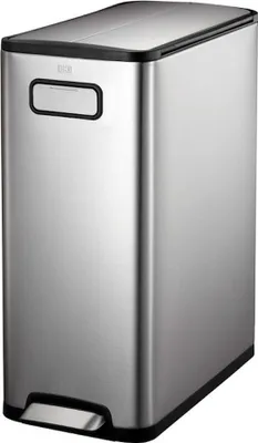 Produktbild von Modern designter Treteimer zur Abfallscheidung aus gebürstetem Edelstahl | 45 Liter, HxBxT 66x27,5x53,2cm | Edelstahl