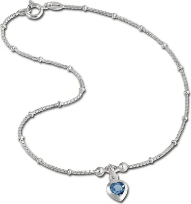 Produktbild von SilberDream Fußkette 25cm Damen 925 Sterling Silber Schmuck Herz blau SDF2025B