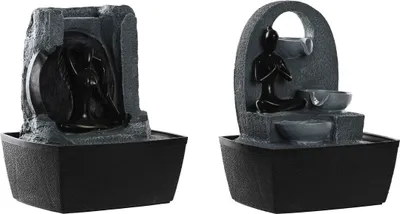 Image de DKD Home Decor Fontaine de la marque, couleur noir et gris, de Résine (20 x 15 x 24 centimètres) (2 pcs)