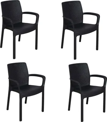 Produktbild von Gartenstuhl Dnardin, 4er-Set stuhl für Esstisch, Gartensitz, Outdoor-Sessel in Rattan-Optik, 100 %  Italy, 54x60h82 cm, Anthrazit