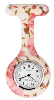 A floral patterned nurse's watch.