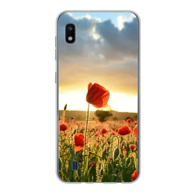 Produktbild von MuchoWow® Handyhülle Schutzhülle Hülle für Samsung Galaxy A10 Bunter Himmel über vielen Mohnblumen Silikon Softcase Handy Hülle - Schutzhülle