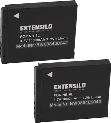 Produktbild von EXTENSILO 2x Akku kompatibel mit Canon PowerShot SX510 HS, SX530 HS, SX600 HS, SX610 HS, SX700 HS, SX520 HS, SX710 HS Kamera (1000 mAh, 3,7 V, Li-Ion)