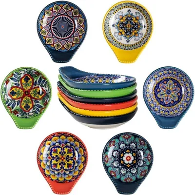 Immagine prodotto di Dipschalen in Vetroceramica, 12 cm, set di 6 ciotoline per salse e snack, stile bohémien, colori assortiti