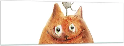 Produktbild von Bilder auf glas - Einteilig - Katze Maus Kinder - 160x50cm - Glasbilder - Wandbilder - Bilder - zum Aufhängen bereit - Wanddekoration aus Glas - Glas Bilder - Wandbild auf Glas - GAB160x50-4195
