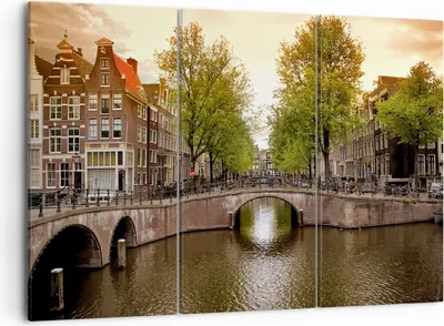 Produktbild von Bild auf Leinwand - Leinwandbild - Kanal Wasser Amsterdam Fahrrad - 105x70cm - Wand Bild - Wanddeko - Leinwanddruck - Bilder - Kunstdruck - Wanddekoration - Leinwand bilder - Wandkunst - CE105x70-2697