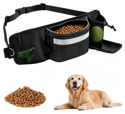 Produktbild von yolzhxe Leckerlitasche für Hunde, Mehrfunktional Gassi Tasche, Schwarz