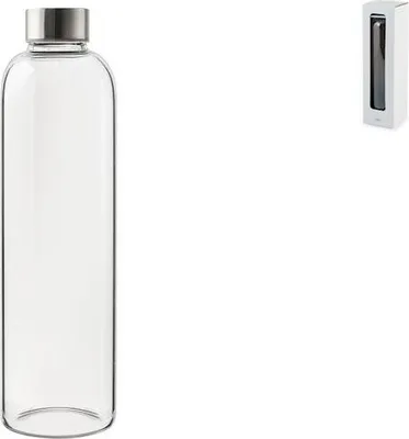 Zdjęcie produktu dla Przezroczysta butelka ze szkła borokrzemowego z zakrętką ze stali nierdzewnej lt 1.0