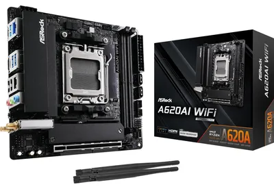 Produktbild von Asrock A620AI WiFi, AMD, Sockel AM5, AMD Ryzen 7000 Series, AMD Ryzen 8000 Series, AMD Ryzen 9000 Series, DDR5-SDRAM, 128 GB, DIMM