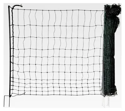 Produktbild von Hundezaun easyLine, 50 m lang, 110 cm hoch - mobiler Zaun ohne Strom, 14 PVC-Pfähle mit Doppelspitze, Hundezaun für Camping und Garten, grün