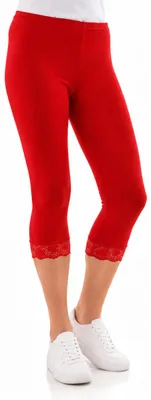 Produktbild von YESET Capri 3/4 Leggings Spitze Baumwolle Damen ROT XXXL, KI-generiertes Bild