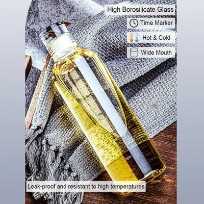 Produktbild von Glasflasche für Getränke mit Zeitmarkierungen, 500 ml