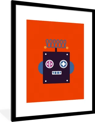 Produktbild von MuchoWow® Gerahmtes Poster Roboter - Rot - Gesicht - Formen - Jungen - Kinder 60x80 cm - Poster mit Schwarzem Bilderrahmen Wandposter Rahmen Foto Bilder - Wohnzimmer - Dekorationen - Prämie