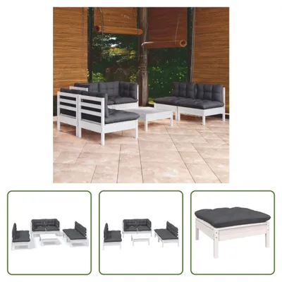 Produktbild von The Living Store 7-tlg. Garten-Lounge-Set mit Kissen Kiefer Massivholz