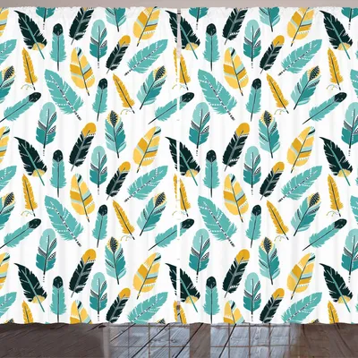 Image de Rideau ARANDE, collection de motifs ethniques griffonnés à la main, style rétro et autochtone, 280 x 245 cm, bleu foncé moutarde