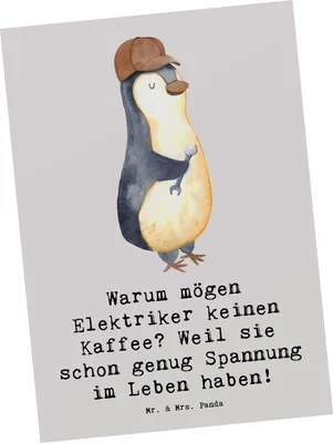 Produktbild von Mr. & Mrs. Panda Postkarte Elektriker Witz - Grau Pastell - Geschenk, kunstkarte, Berufspassion, bildkarte, Beruf, Elektrotechnik, Spruch, Postkarten, Alltag, Berufsliebe