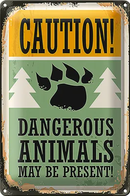 Produktbild von Blechschild Retro 20x30cm Caution dangerous animals
