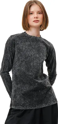 Zdjęcie produktu dla Damska koszulka z długim rękawem – Stonewash – rozmiar S – 100% bawełna – wygodna i elegancka