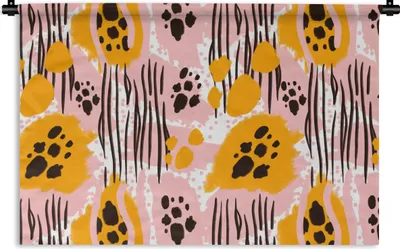 Produktbild von MuchoWow® Wandteppich Wandbehang Orange - Rosa - Abstrakt 120x80 cm Tapisserie Dekoration Wandtuch - Wanddekorationen - Wandtücher