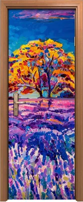 Produktbild von Türposter 70x200 cm Türaufkleber Türtapete Türfolie Klebefolie Sonnenuntergang über Lavendelfeld