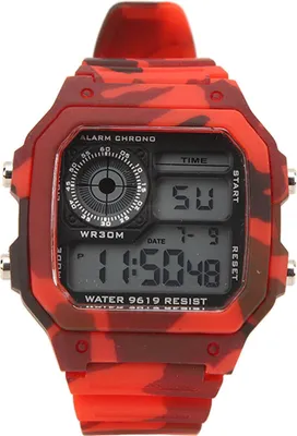 Produktbild von Digitaluhr, multifunktional, modisch, quadratisch, leuchtend, wasserdicht, Outdoor-Sport, Chronograph, Camouflage-Rot