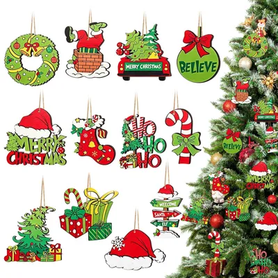 24 Acryl-Weihnachtsanhänger, bunte Cartoon-Motive, 8 cm