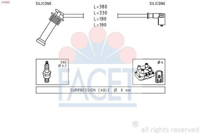 Produktbild von FACET 4.9625 Zündkabelsatz Zündleitungssatz für FORD Fiesta Mk5 Schrägheck (JH1, JD1, JH3, JD3) MONDEO IV Turnier (BA7) Focus II Schrägheck FOCUS