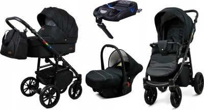 Produktbild von BabyLux® Color Lux | 3in1 Kinderwagen Set | Onyx | Kombikinderwagen | Kinderwagenset | Isofix-Ba