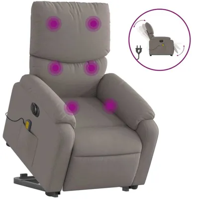 Obrázok produktu pre vidaXL Elektrické masážne kreslo so stojacou pomôckou Taupe fabric