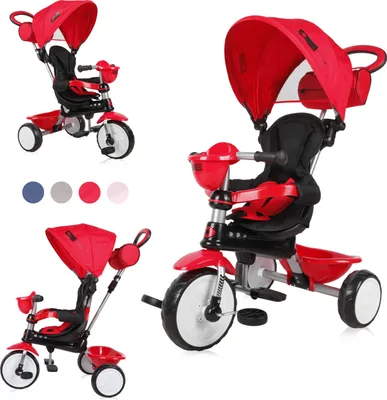 Produktbild von Lorelli Dreirad One ab 1 Jahr mit Schubstange, Kinderdreirat mit Elterngriff und UPF50 Sonnenschutz, rot