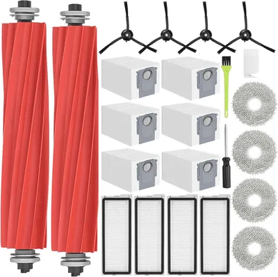 Produktbild von Qrevo S Zubehör für Roborock Qrevo S/Qrevo Pro/Qrevo MaxV/Qrevo Plus Ersatzteile für Qrevo S zubehörset 2 Hauptbürsten, 6 Staubbeutel, 4 Hepa Filter, 4 Wischpads, 4 Schwarz Seitenbürsten