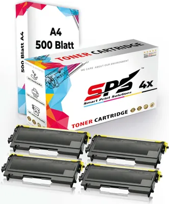 Produktbild von Druckerpapier A4 + 4x Multipack Set Kompatibel für Brother DCP-7010 (TN-2000) Toner Schwarz
