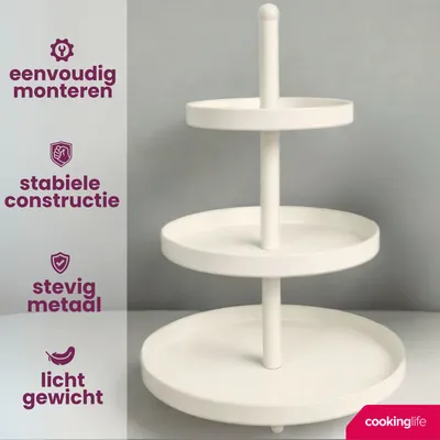 Produktbild von Cookinglife Metall-Etagere creme ø 20, 25 & 30 cm - 3 Etagen - 55 cm hoch