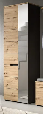 Produktbild von Garderobenschrank "Cooper" Eiche Artisan und grau, Schuhschrank mit Soft-Close